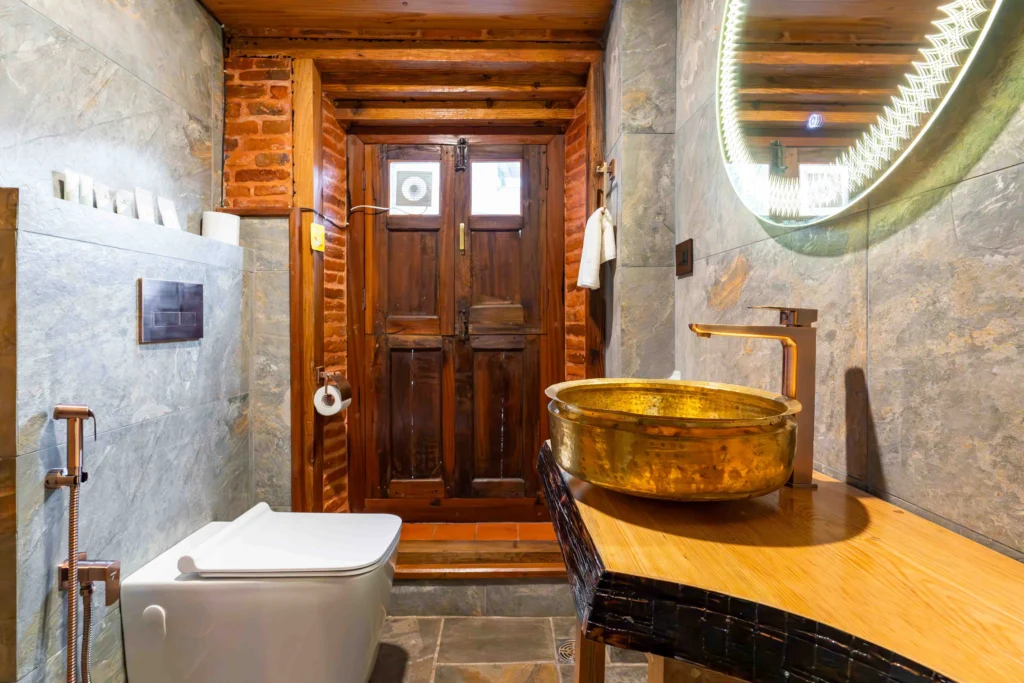 Traditional Nepali heritage themed hotel bathroom