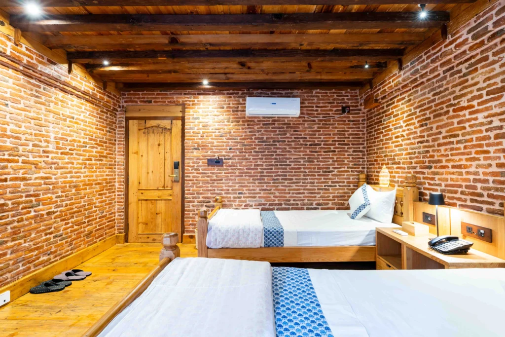 Heritage designed hotel room at Lalitpur.