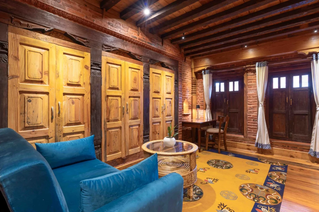 Nepali heritage themed hotel room located at Patan.